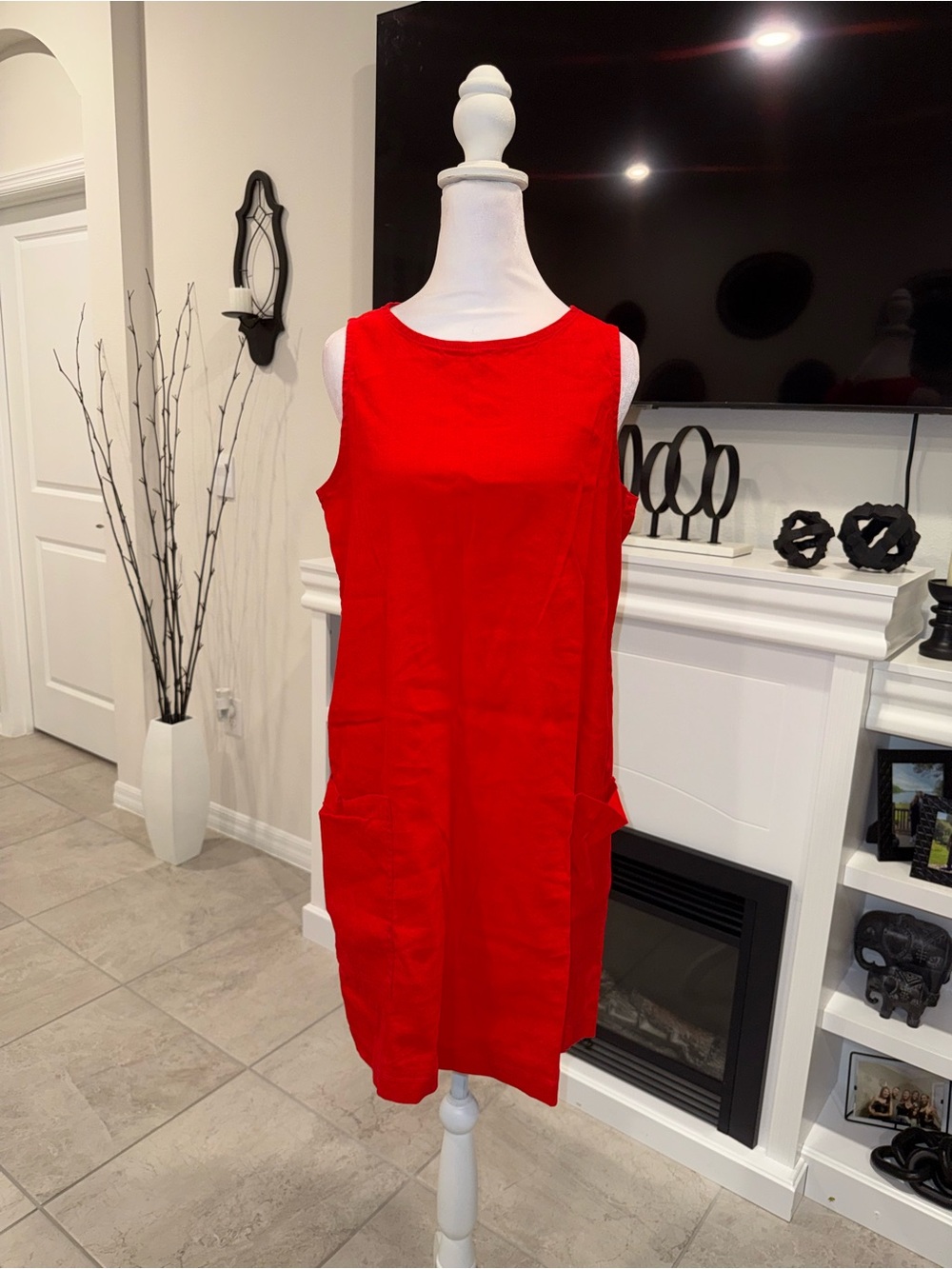 2 x 20$ H by Halston Vibrant Red Sleeveless Midi Shift Dress Size M
